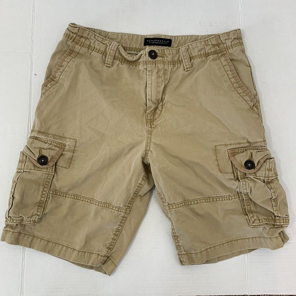 Aeropostale Mens 30 Shorts Cargo Khaki Tan Brown Brown Pockets 10” Inseam